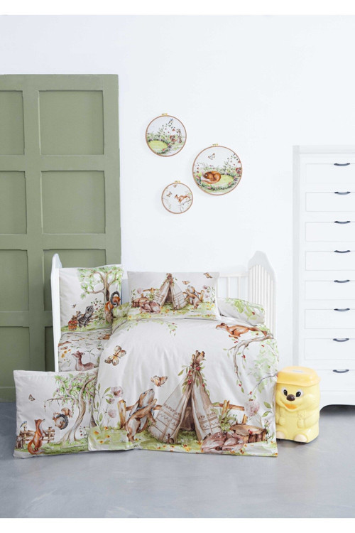 Mibabies; Camping Time, %100 Pamuk, Bebek Odası Seti: Nevresim Takımı, Kırlent, Duvar Süsü,