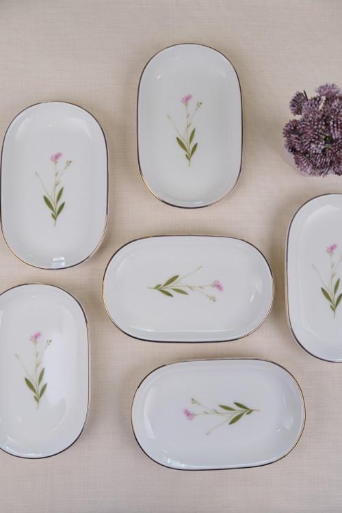 Porselen Natura Çuha Altın Yaldızlı Oval Kayık Tabak 27,50x17,50x3cm 6 LI