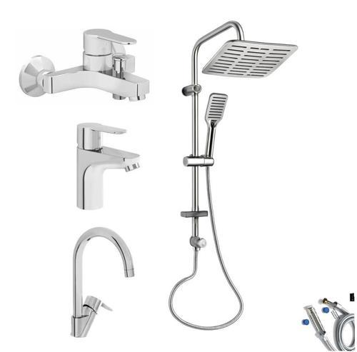 Win S Banyo Bataryası + Lavabo Bataryası + Eviye Bataryası + Doppo Siena Lux Tepe Duş Sistemi