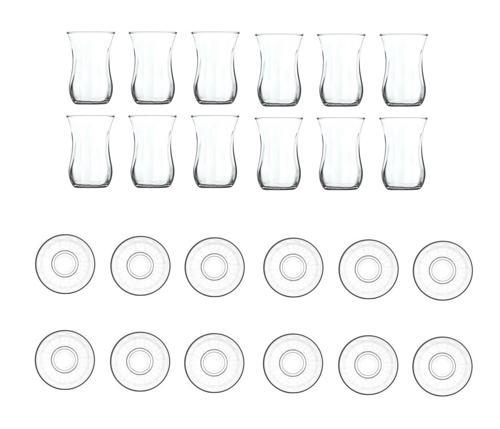 Lav çay bardağı seti takımı - 24 parça çay bardağı çay tabağı seti