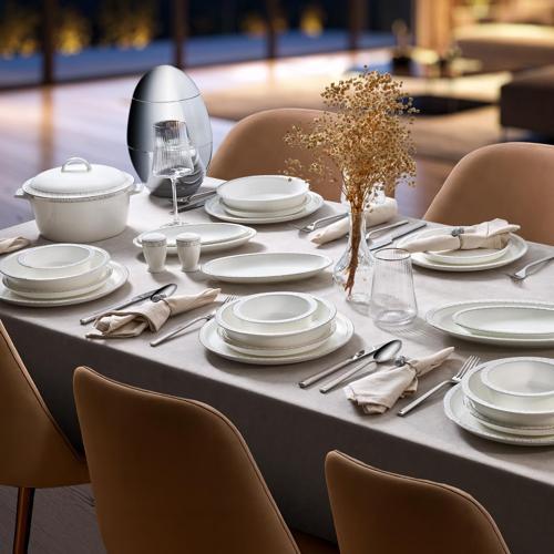 Alaia Stella Platin 60 Parça 12 Kişilik Yemek Takımı