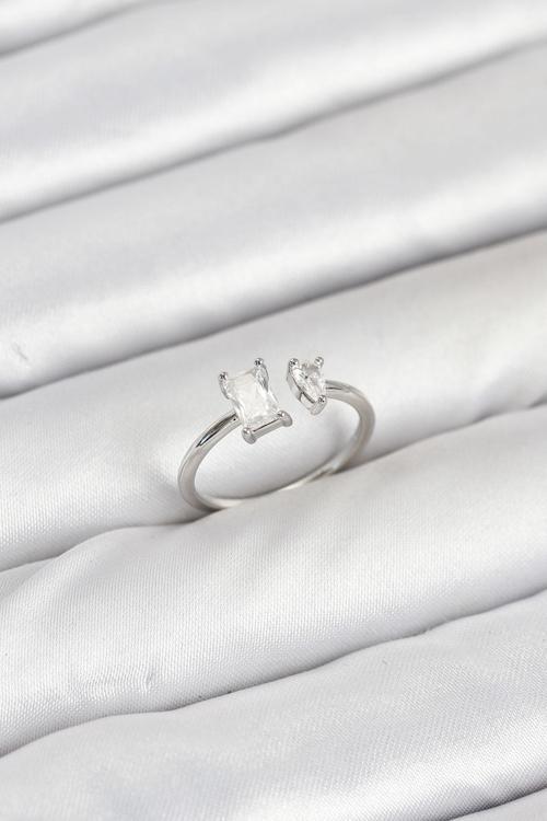 Zarif Kadın için Silver Pirinç Zirkonlu Stil Yapım Yüzük