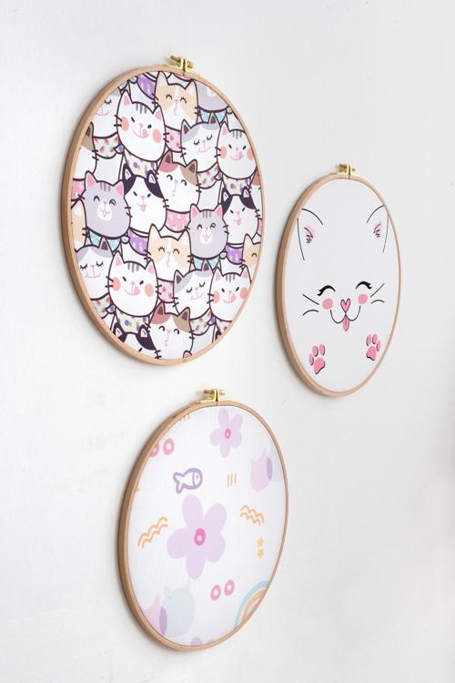 Mibabies; Crazy Cats 3'Lü Duvar Süsü, Canlı Pigmentli, Digital Baskı, Dekoratif Tablo