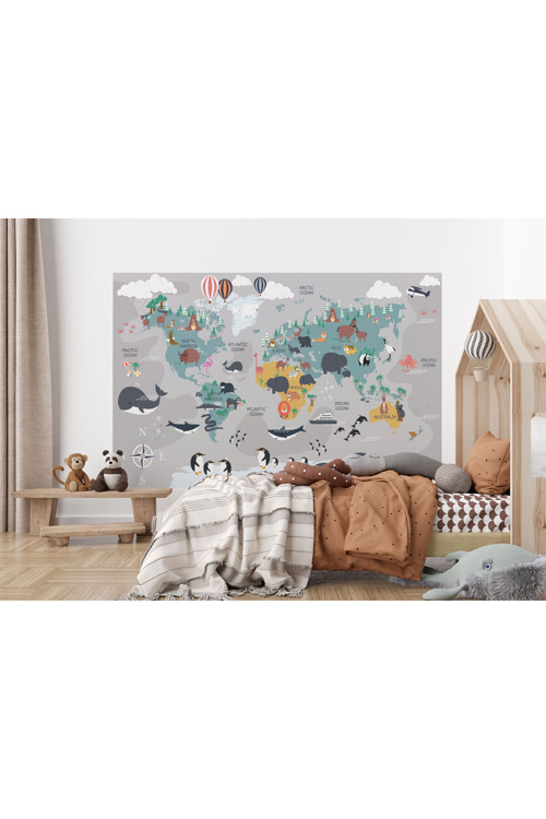 Çocuk Ve Bebek Odası Duvar Kağıdı Hayvanlar Alemi Eğitici Ve Öğretici -3821