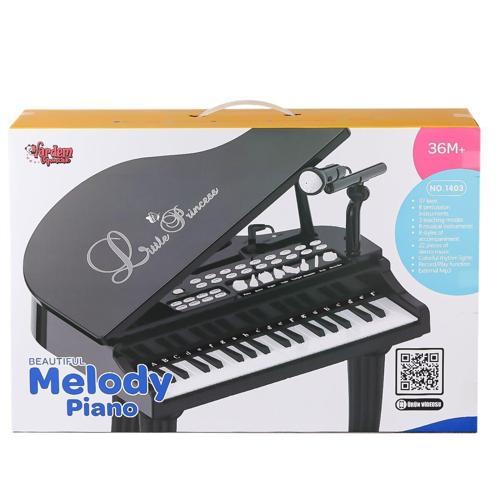 BAO-1403B 0237 Mikrofonlu 37 Tuşlu Mp3 Çalar Büyük Siyah Piyano Kız Erkek Çocuk Oyuncak Eğitici Oyun