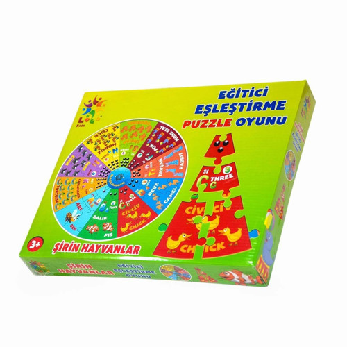 Şirin Hayvanlar İngilizce Eğitici Puzzle Kız Erkek Çocuk Oyuncak Eğitici Oyuncaklar