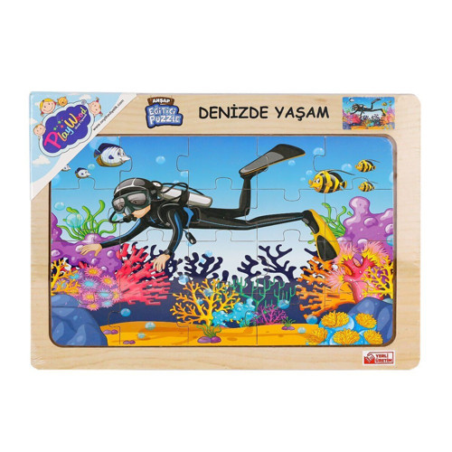 ONY-187-188-189-190 Ahşap Eğitici Puzzle Denizde Yaşam Kız Erkek Çocuk Oyuncak Eğitici Oyuncaklar