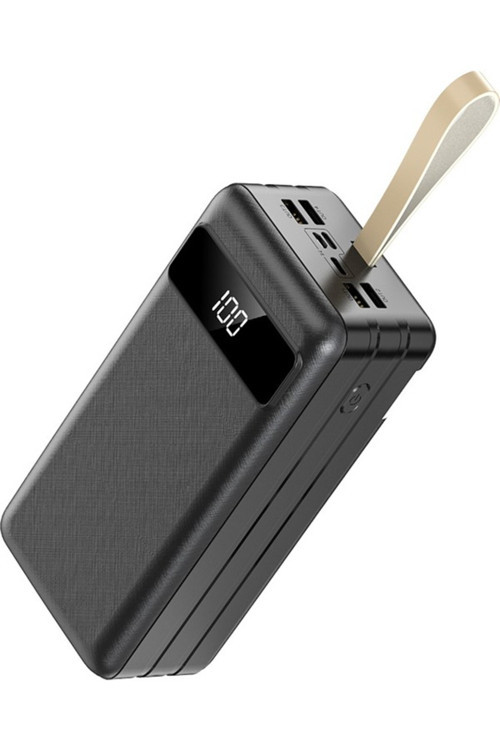 Ultra Güçlü dayanıklı 60.000 Mah LED Göstergeli Fenerli 4 Portlu Powerbank Beyaz