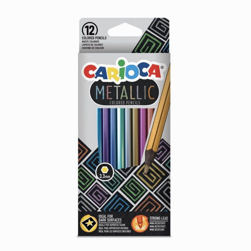 Carioca 12 Renk Metalik Kuru Boya Seti Kız Erkek Çocuk Oyuncak Eğitici Oyuncaklar