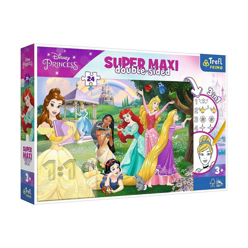 PUZZLE-41008 Super Maxi Princess 3IN1 14 Parça Çocuk Puzzle Kız Erkek Çocuk Oyuncak Eğitici Oyuncakl