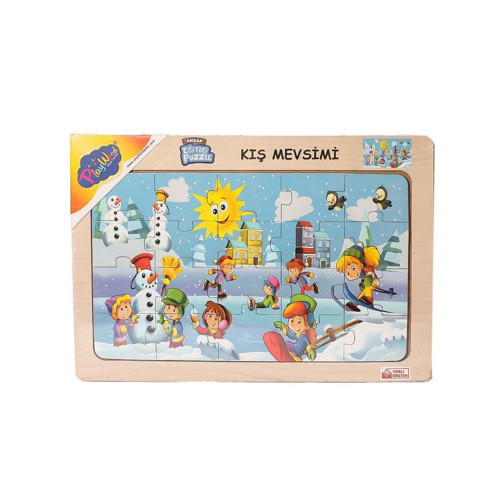 ONY-109-110-111-112 Ahşap Eğitici Çocuk Puzzle -Kış Mevsimi Kız Erkek Çocuk Oyuncak Eğitici Oyuncakl
