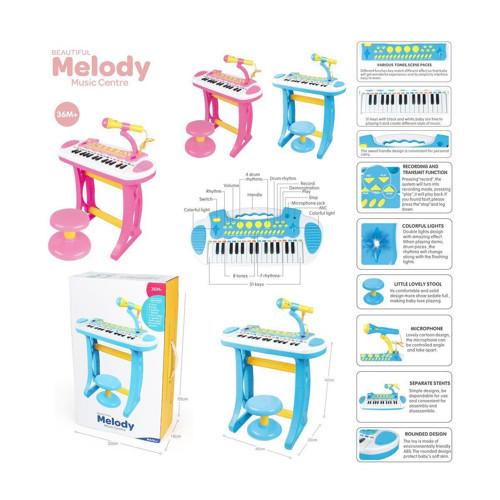 BAO-3132C Mini Piano 24 Tuşlu Mp3 ve Mikrofon Kız Erkek Çocuk Oyuncak Eğitici Oyuncaklar