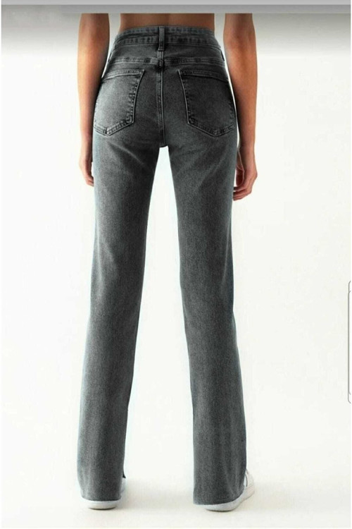 Ganikus Tanya Füme Salaş Füme Palazzo Kadın Jeans Pantolon New