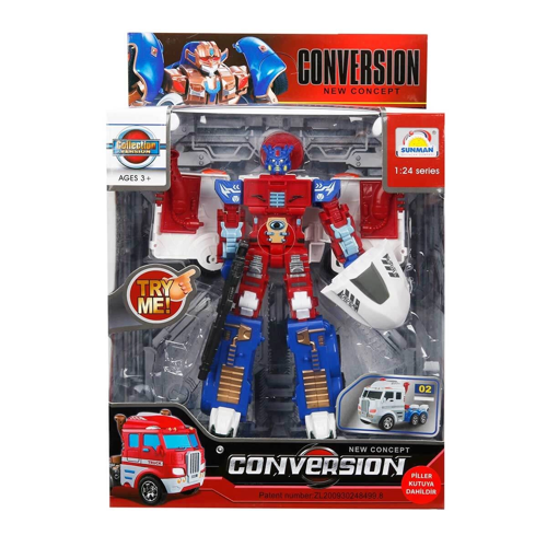 1:24 Sesli ve Işıklı Dönüşebilen Robot 22cm Kız Erkek Çocuk Oyuncak Eğitici Oyuncaklar