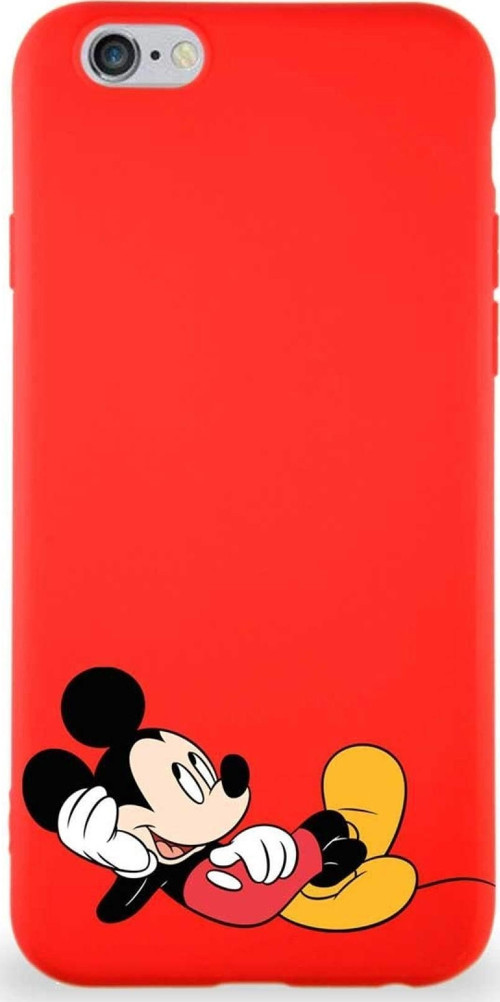 Iphone 6S Soft Premier Uyumlu Kapak Mickey Mouse-F Tasarımlı Silikon Kılıf - Kırmızı