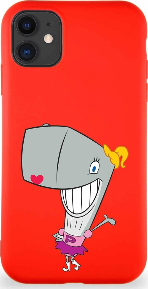 Apple Iphone 11 Soft Premier Kapak Pearl Yengeç Tasarımlı Silikon Kılıf - Kırmızı