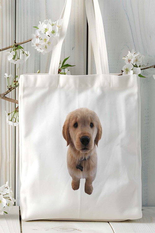 Art hedi̇ye Golden Retriever Köpek Baskılı Bez Çanta Omuz Çantası Kişiye Özel model 27