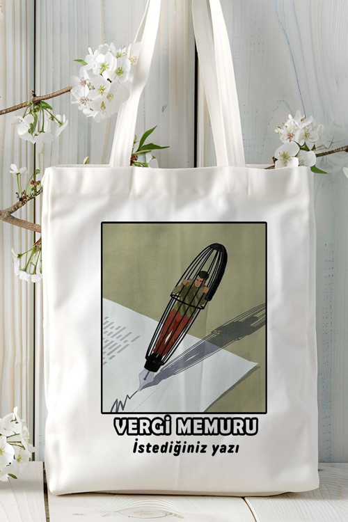 Art hedi̇ye vergi memuru Baskılı bez omuz çantası kişiye özel model 8