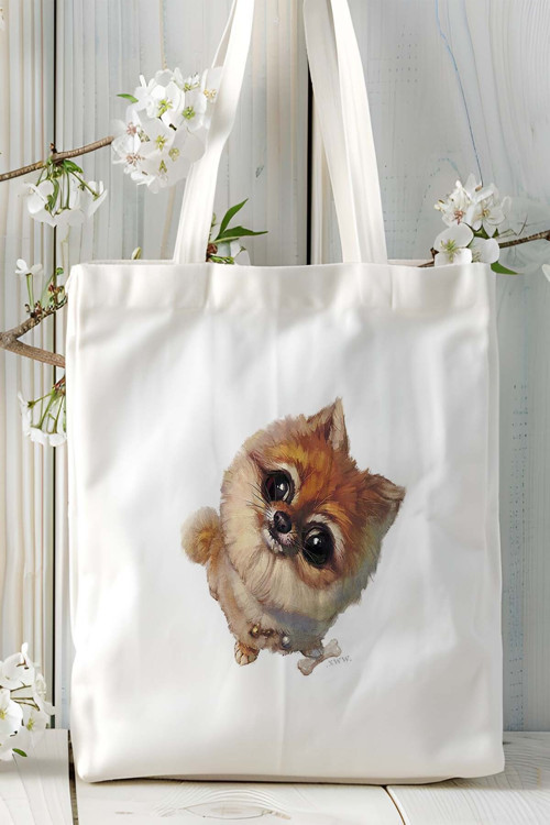 Art hedi̇ye spitz Köpek Baskılı Bez Çanta Omuz Çantası Kişiye Özel model 11