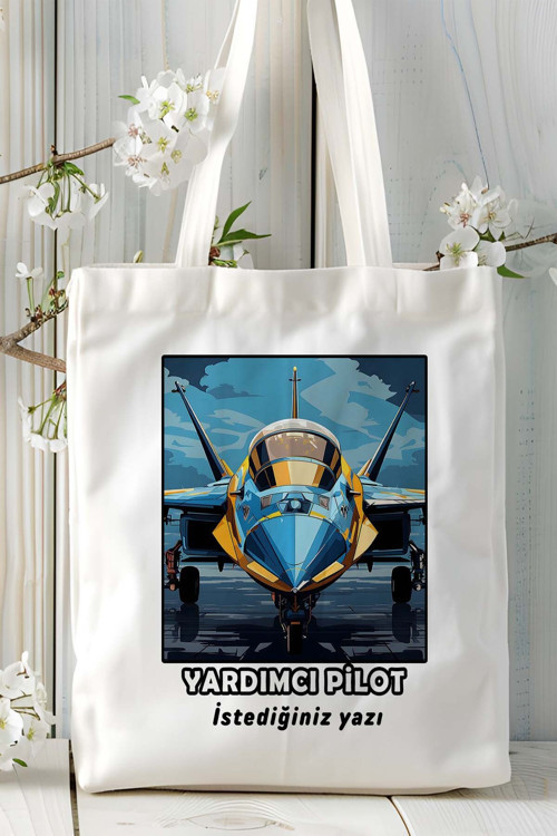 Art hedi̇ye yardımcı pilot Baskılı bez omuz çantası kişiye özel model 11