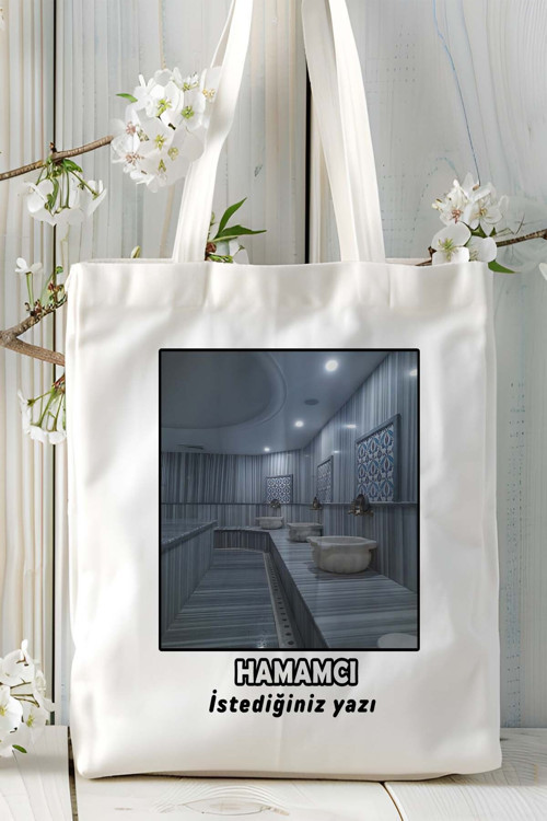 Art hedi̇ye hamamcı Baskılı bez omuz çantası kişiye özel model 5