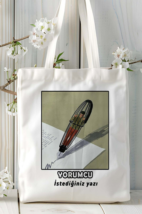 Art hedi̇ye yorumcu Baskılı bez omuz çantası kişiye özel model 2