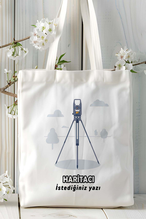 Art hedi̇ye haritacı Baskılı bez omuz çantası kişiye özel model 4