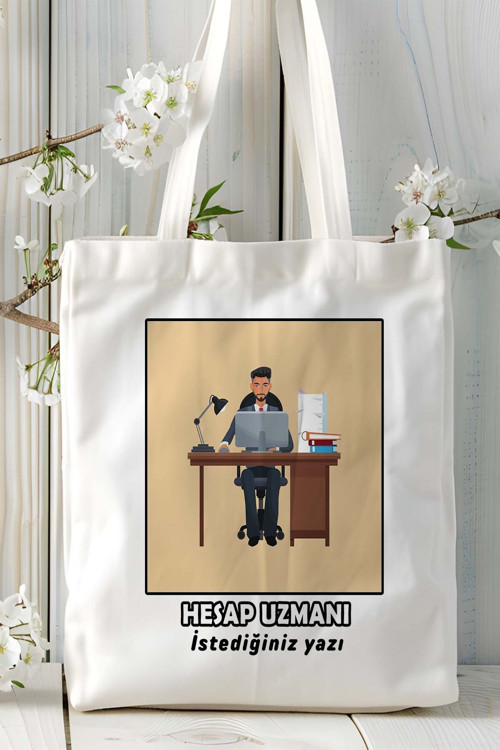 Art hedi̇ye hesap uzmanı Baskılı bez omuz çantası kişiye özel model 10