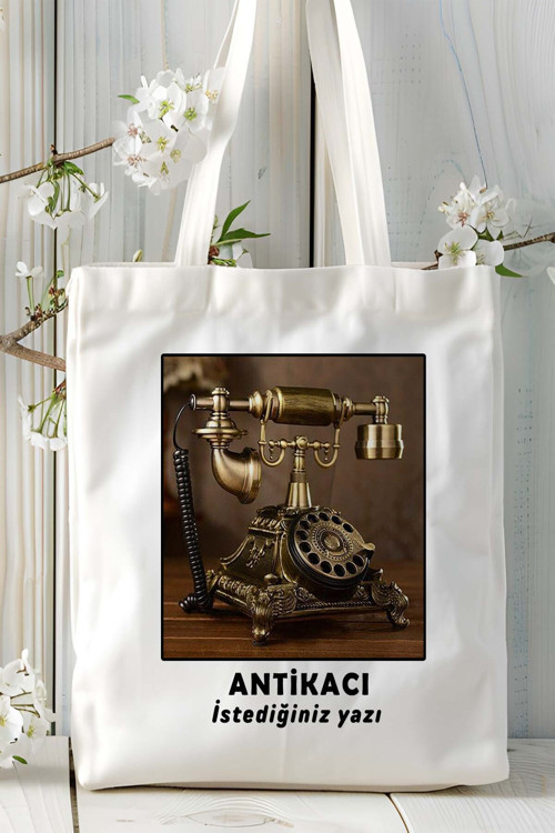 Art hedi̇ye antikacı Baskılı bez omuz çantası kişiye özel model 11
