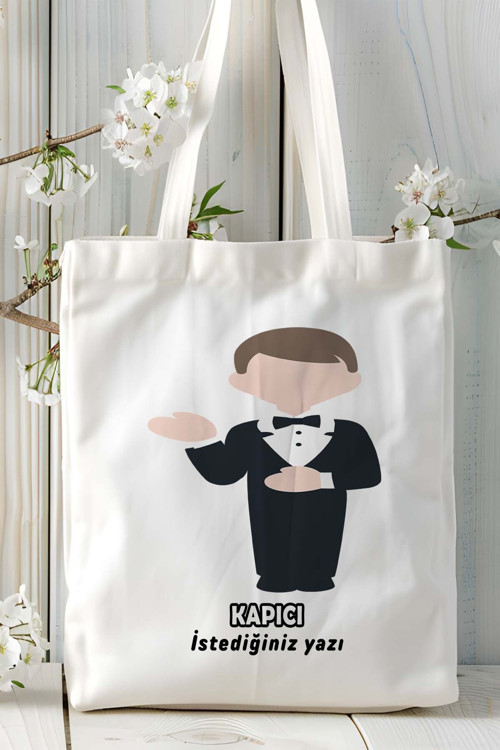 Art hedi̇ye kapıcı Baskılı bez omuz çantası kişiye özel model 3