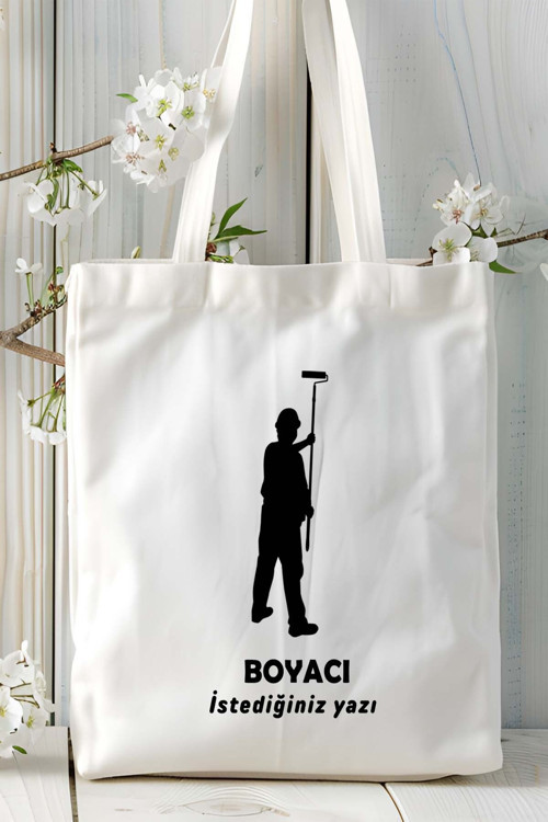 Art hedi̇ye badanacı boyacı Baskılı bez omuz çantası kişiye özel model 1
