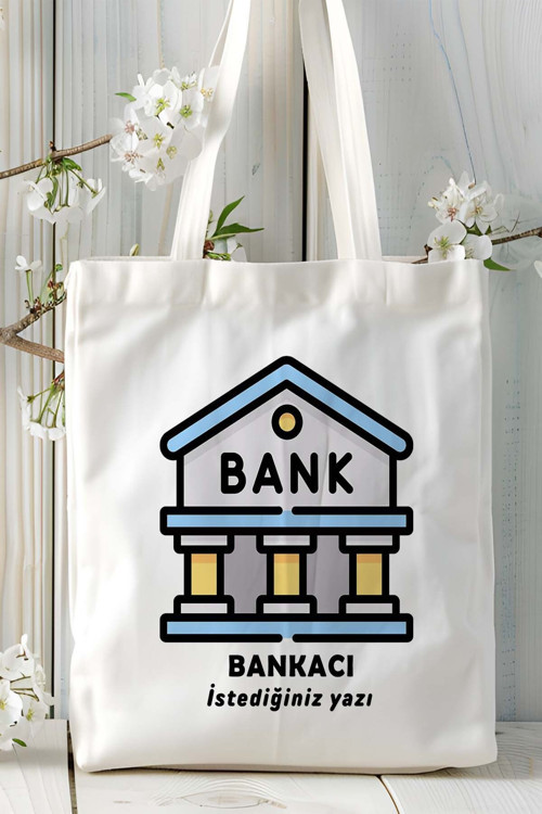 Art hedi̇ye bankacı Baskılı bez omuz çantası kişiye özel model 1
