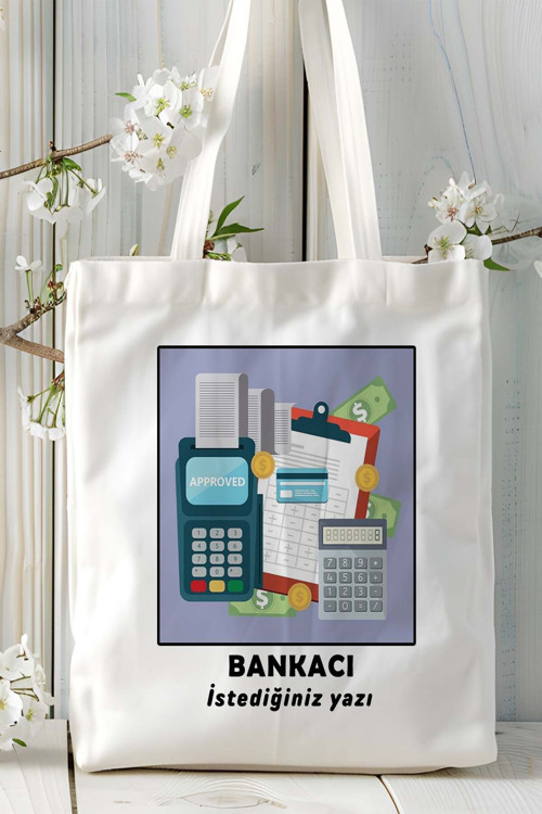 Art hedi̇ye bankacı Baskılı bez omuz çantası kişiye özel model 12
