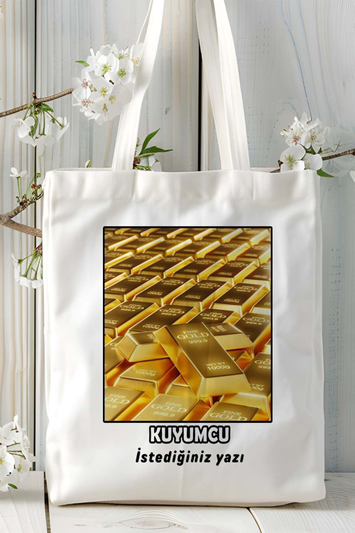 Art hedi̇ye kuyumcu Baskılı bez omuz çantası kişiye özel model 4