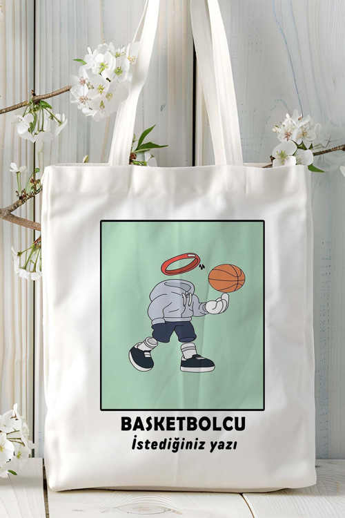 Art hedi̇ye basketbolcu basketbol basket Baskılı bez omuz çantası kişiye özel model 34