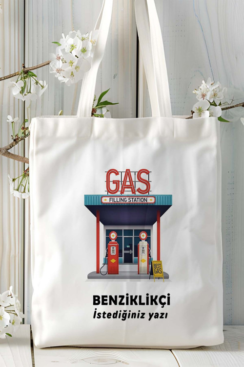 Art hedi̇ye benzinlik akaryakıt pompacısı Baskılı bez omuz çantası kişiye özel model 8