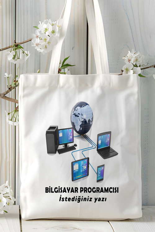 Art hedi̇ye bilgisayar programcısı Baskılı bez omuz çantası kişiye özel model 28