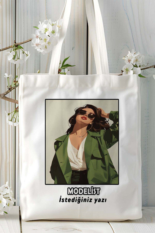 Art hedi̇ye modelist Baskılı bez omuz çantası kişiye özel model 6