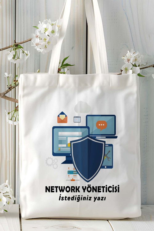 Art hedi̇ye network yöneticisi Baskılı bez omuz çantası kişiye özel model 11