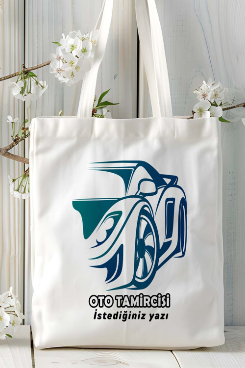 Art hedi̇ye oto tamirci Baskılı bez omuz çantası kişiye özel model 6