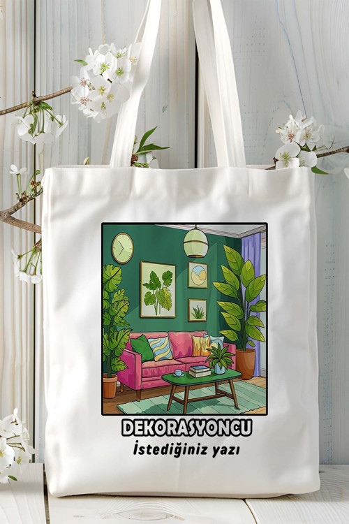 Art hedi̇ye dekorasyoncu Baskılı bez omuz çantası kişiye özel model 9