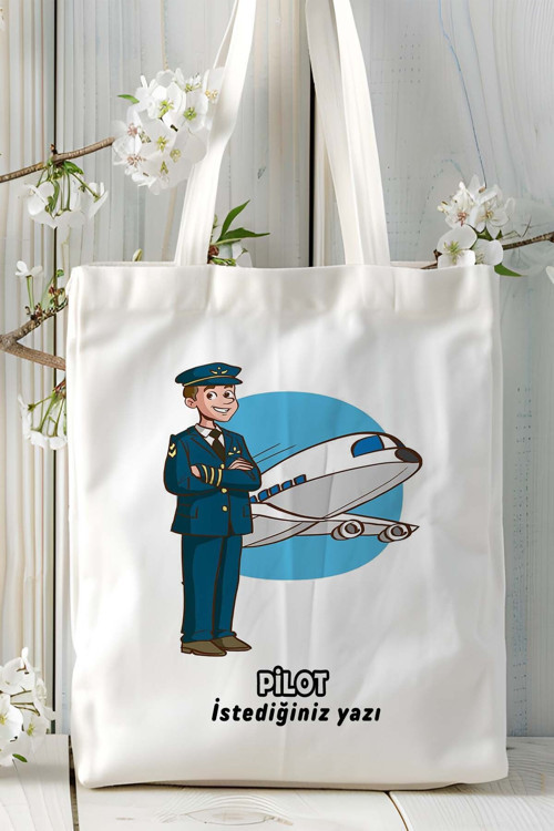 Art hedi̇ye pilot Baskılı bez omuz çantası kişiye özel model 17