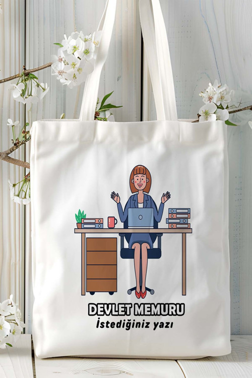 Art hedi̇ye devlet memuru Baskılı bez omuz çantası kişiye özel model 3
