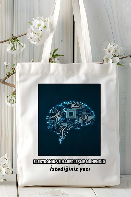 Art hedi̇ye elektronik ve haberleşme mühendisi Baskılı bez omuz çantası kişiye özel model 7