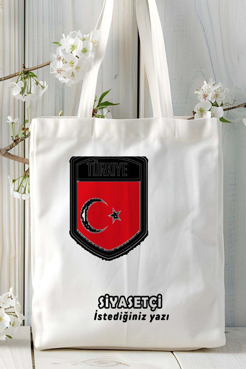 Art hedi̇ye siyasetçi Baskılı bez omuz çantası kişiye özel model 6