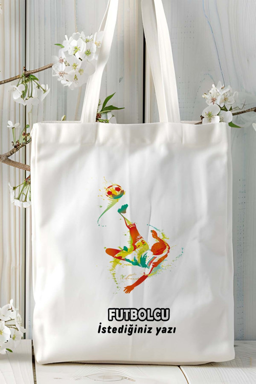 Art hedi̇ye futbolcu Baskılı bez omuz çantası kişiye özel model 8