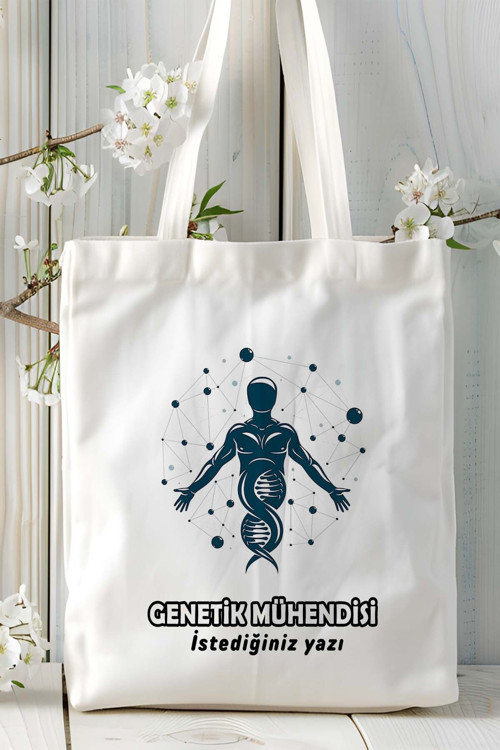 Art hedi̇ye genetik mühendisi Baskılı bez omuz çantası kişiye özel model 7