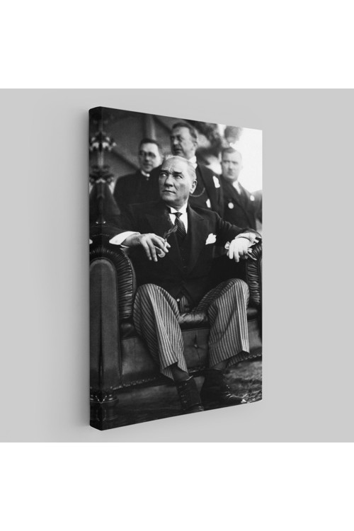 Atatürk Portre Tablosu Mustafa Kemal Atatürk Dikdörtgen Dekoratif Kanvas Tablo-Cş-71
