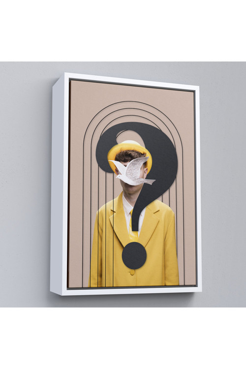 Çerçeveli Yüzünde Kuş Olan Adam Pop Art Tablo-7848