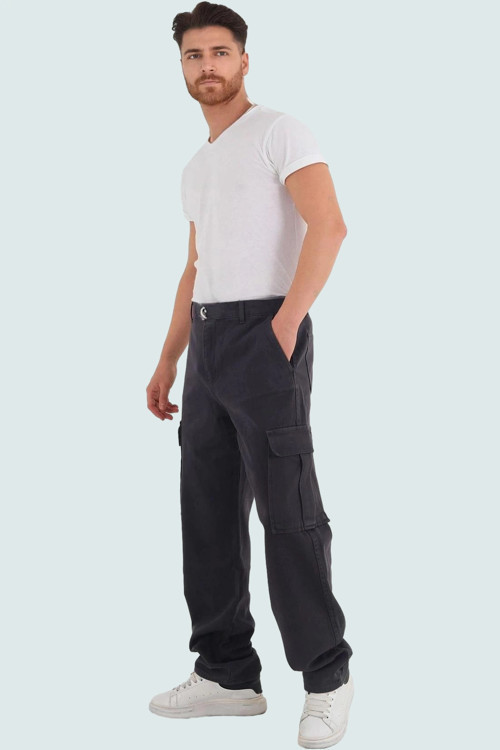 Erkek Gabardin Bol Kesim Kargo Pantolon Pamuklu Günlük Kullanım için Rahat Kaliteli Malzeme